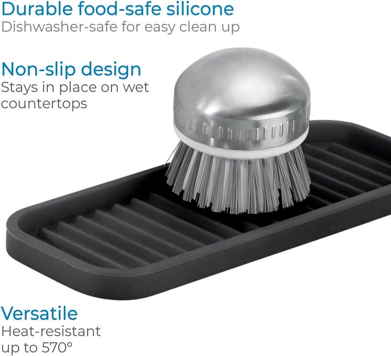 InterDesign iDesign Silicone Kitchen Sink Tray for Countertops - Black - Image 4